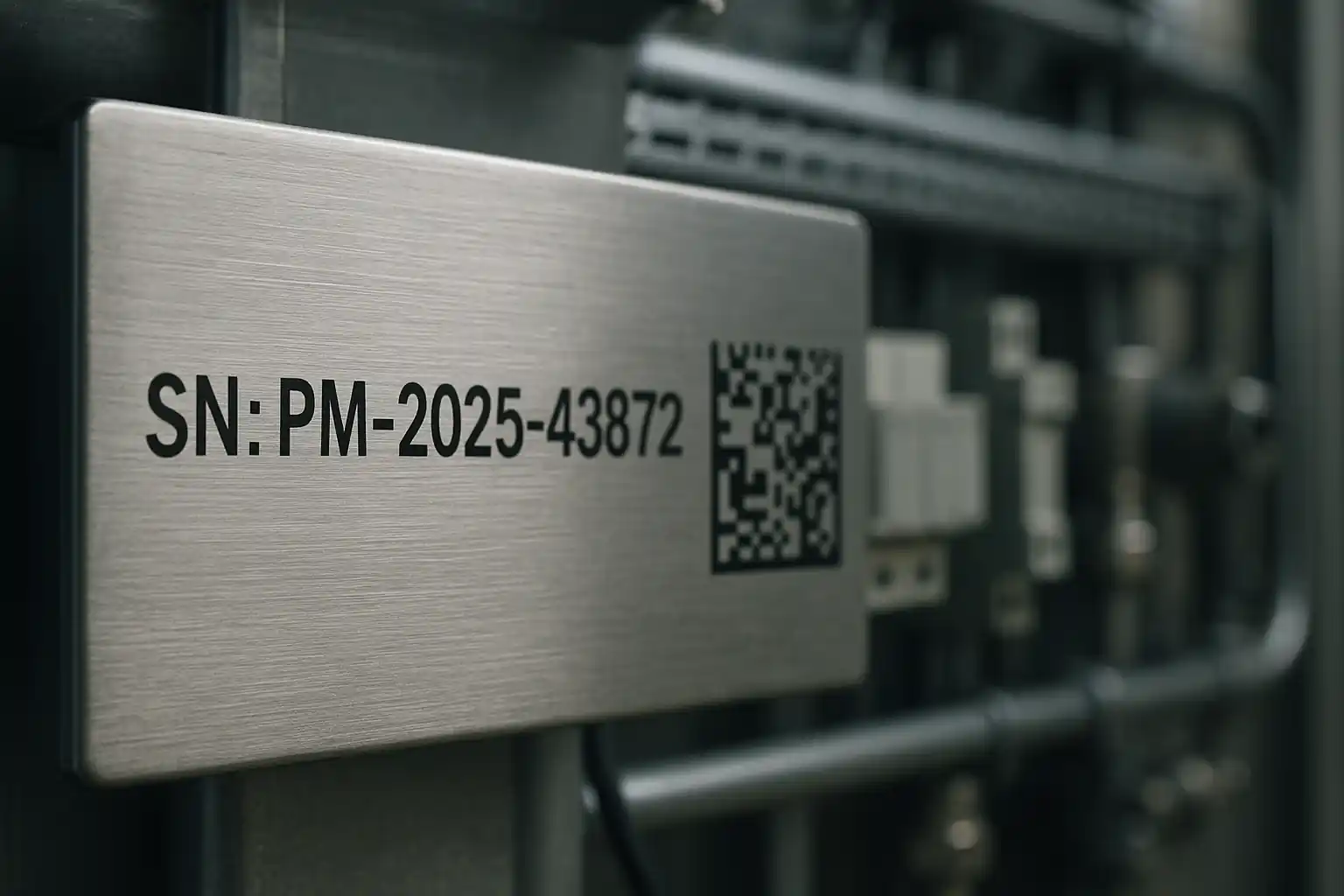 QR- und Data-Matrix-Codes auf Edelstahl-Typenschild